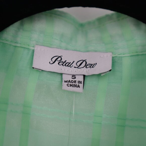 Petal Dew Sheer Plaid Shirt Women Green Coquette Twee Retro Vintage-Inspired NWT - Picture 2 of 9